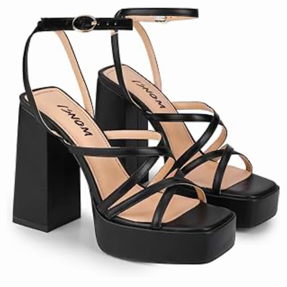 Platform Chunky Heels Block Heel Sandals Ankle Strap